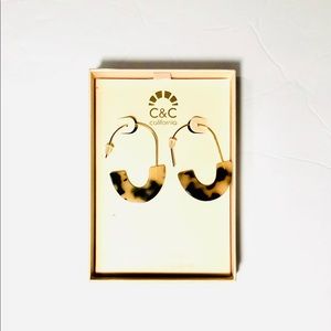 C&C California Animal Print gold hoop earrings.